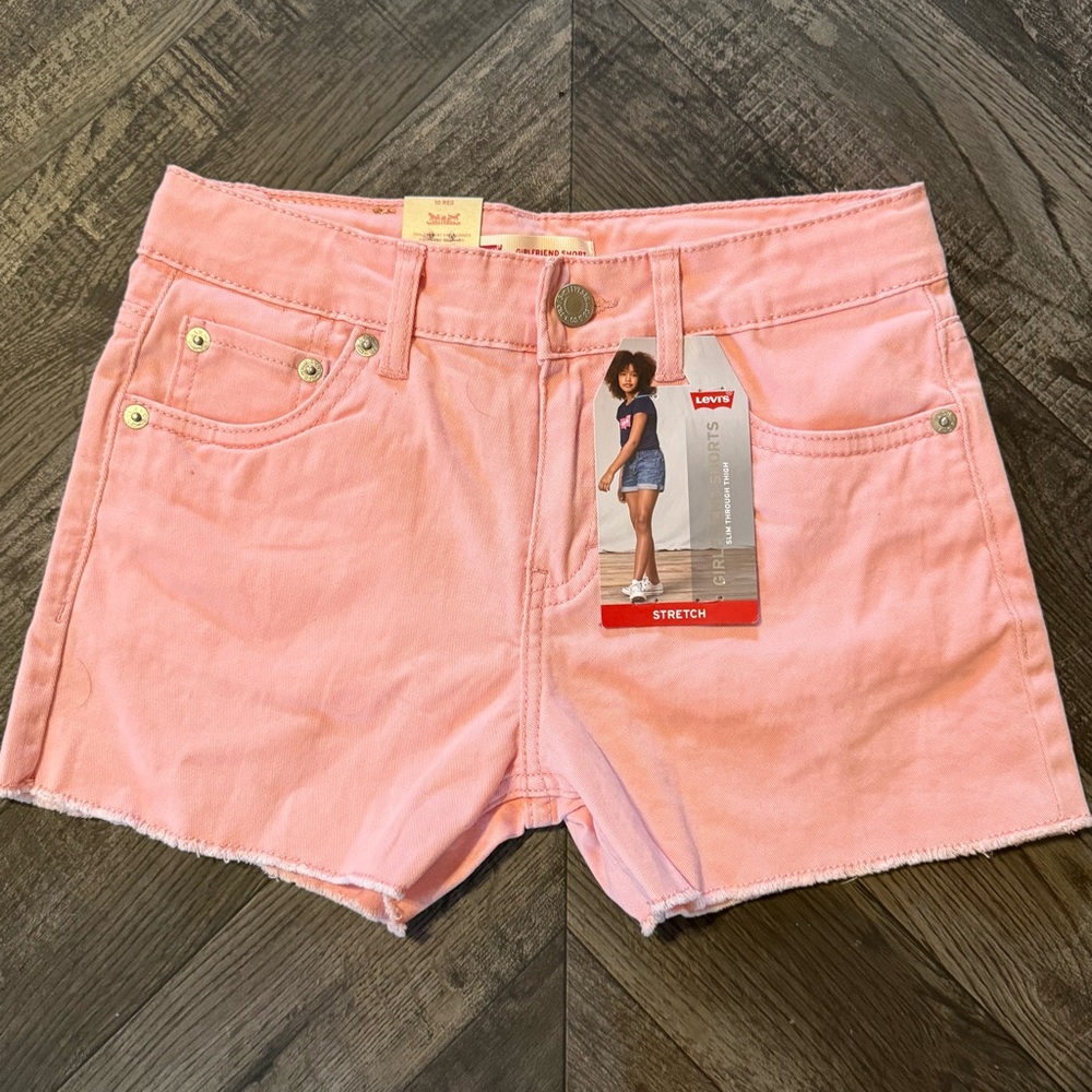 Levi's Pink Jean Shorts with Distressed Hem